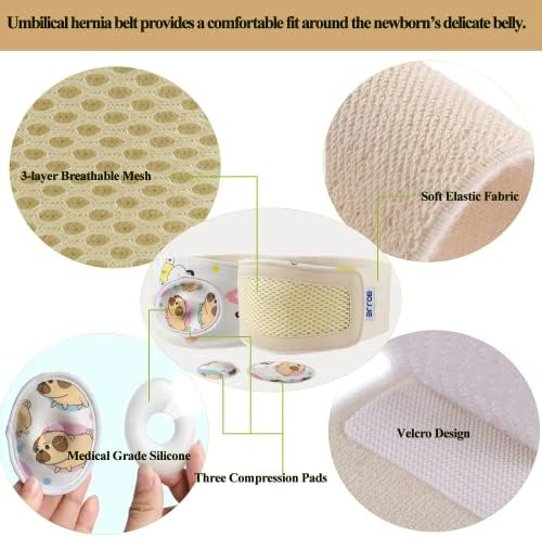 Umbilical Hernia Belt Baby Belly Button Band Infant Belly Wrap Truss Abdominal Binder for Children Kids Support Adjustable Navel Belly Band Newborn Umbilical Cord 15-20 inch
