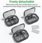 2 Pack 3 Compartment Small Pill Box, Moisture Proof Pill Case, Travel Pill Organizer for Pocket Purse, Daily Portable Medicine Vitamin Box, Fish Oil Box, Supplement Box (Black+Orange)