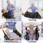Multipurpose 55" x 36" Positioning Bed Pad with Reinforced Handles - Reusable & Washable Patient Sheet for Turning, Lifting & Repositioning - Double-Sided Nylon Fabric, Black