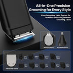 Valano Beard Trimmer Hair Clippers for Men All-in-One Self-Sharpening Electric Men's Cordless Rechargeable Mustache Grooming Kit Gift for Ear Nose Body Public