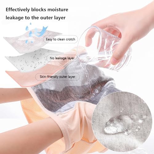 ZJHTK 6Pcs Cotton Incontinence Underwear for Women, Middle Waisted Panties for Women over 60, Reusable Protective Briefs