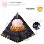 New Inspirational Crystal Pyramid Orgone Pyramids Flower of Life Rose Quartz with Blue Standstone Reiki Charged Energy Pyramid Generator for Protection Meditation Orgonite Pyramids