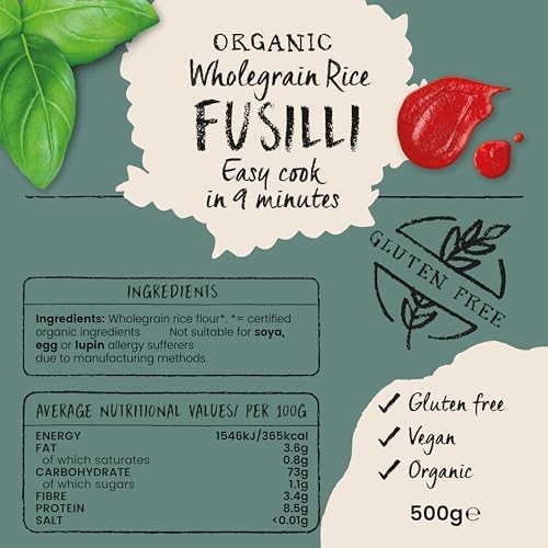 Amisa Organic - Gluten Free Pasta - Wholegrain Rice Fusilli - 500g