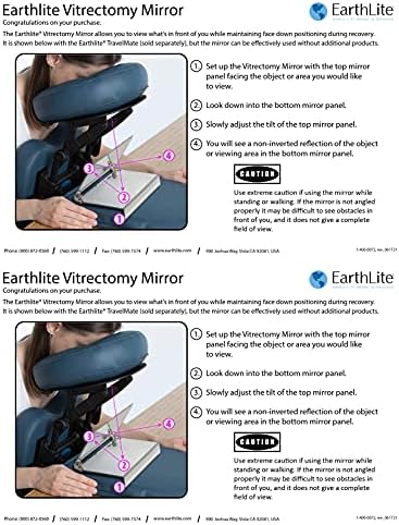 EarthLite Adjustable Face Down Mirror - Supports Vitrectomy, Retinal Detachment & Macular Hole Recovery, Silver, Standard,4" L x 8" W