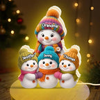 Pofily Personalized Snowman Family Christmas Light Box, Custom Christmas Night Light, Gift for Grandma, Personalized Gifts for Grandma Style04