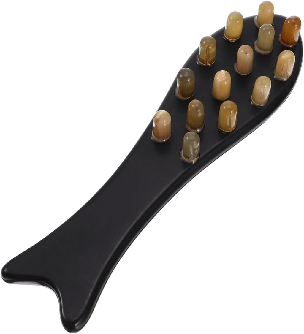 Healifty Ox Horn Comb Head Massager Guasha Massage Tool Scraping Hair Comb Therapy Trigger Point Treatment for Neck Eyes Face 7.08 Inch