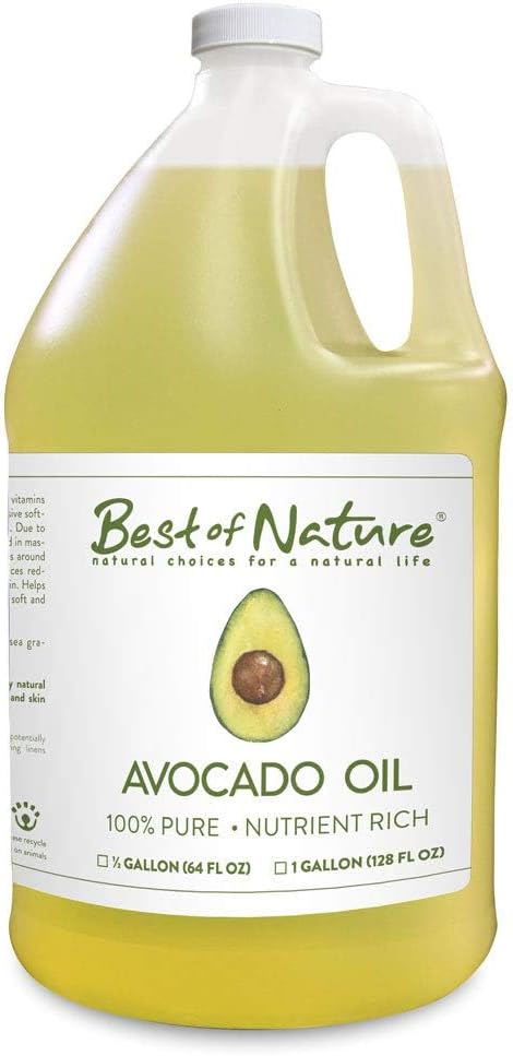 Best of Nature 100% Pure Avocado Oil – Natural Massage Oil, Moisturizing Body & Hair Oil, Unscented Skincare & Carrier for Essential Oils, Half Gallon (64 Fl Oz)