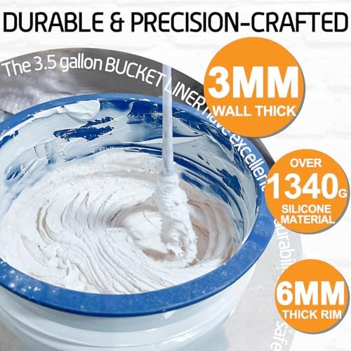 3.5 Gallon Bucket Liner Reusable Rubber Paint Pail Liner for Concrete Mix and Thinset with Graduated,Blue