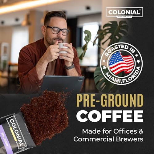 Colonial Coffee Packets, Pre Ground Coffee Packs, Colombian Medium Roast, 2.5 Ounce (Pack of 80)