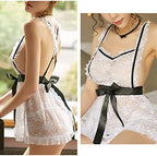 Women French Maid Outfit Costume Sexy Lingerie Sheer Naughty Servant Uniform Cosplay Lace Babydoll Apron Fancy Dress