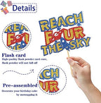 Reach Four the Sky Cake Topper - Kid 4th Birthday Cake Supplies - Four Years Old - Outer Space Birthday Party Decoration - Navy Blue Glitter