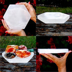 Om Zone Selenite Charging Plate for Cleansing Crystals & Healing Stones, Meditation, Reiki, Protection Crystals, Spiritual Gift (1, 6" Hexagon)
