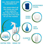 Ear Wax Removal Tool by Tilcare - Ear Irrigation Flushing System for Adults & Kids - Perfect Ear Cleaning Kit - Includes Basin, Syringe, Curette Kit, Towel and 30 Disposable Tips