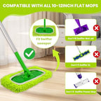8 Pack Chenille Mop Refill Pads, Reusable Microfiber Mop Pads for 10''–12'' Flat Mops, Washable Dry& Wet Pads Refill for Hardwood, Tile, Compatible with Swiffer Sweeper