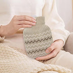 320ml Hot Water Bottle with Knited Cover, Mini Hot Water Bag for Pain Relief, Waist, Back, Neck, Shoulders, Small Leak Proof Hot Water Bottle with Removable Cover for Women, Kids, Best Gifts