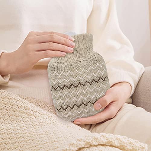 320ml Hot Water Bottle with Knited Cover, Mini Hot Water Bag for Pain Relief, Waist, Back, Neck, Shoulders, Small Leak Proof Hot Water Bottle with Removable Cover for Women, Kids, Best Gifts
