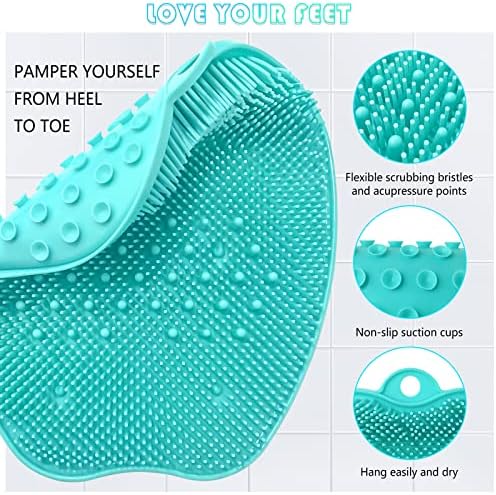 AXLOFO® Shower Foot Scrubber Mat, XL Larger Size Foot Massager Mat with Non-Slip Suction Cups - Cleans, Exfoliationl, Massages Your Feet Without Bending, Foot Circulation & Relieve Tired Feet (Green)