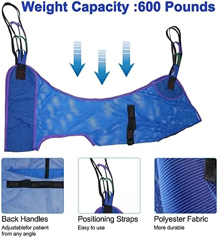 Universal Full Body Mesh Lift Sling with Commode Opening,Polyester Slings for Patient Lifts -Compatible with Hoyer, Invacare, McKesson, Drive, Lumex, Medline, Joerns (X-Large)