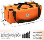 NOVAMEDIC First Responder Empty Oxygen O2 Duffle Bag, 32”x12”x13”, w/Multiple Compartments, EMT Trauma First Aid Carrier for Paramedics and Emergency Medical Supplies, Orange