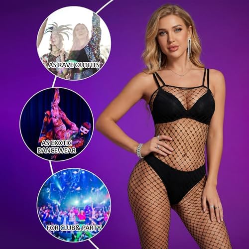 Women Lingerie Fishnet Bodysuit Sparkle Rhinestone Sexy Mesh Lace BodyStocking Fishnet Lingerie Mesh Teddy Lingeries for Romantic Date Wearing Underwear One Size
