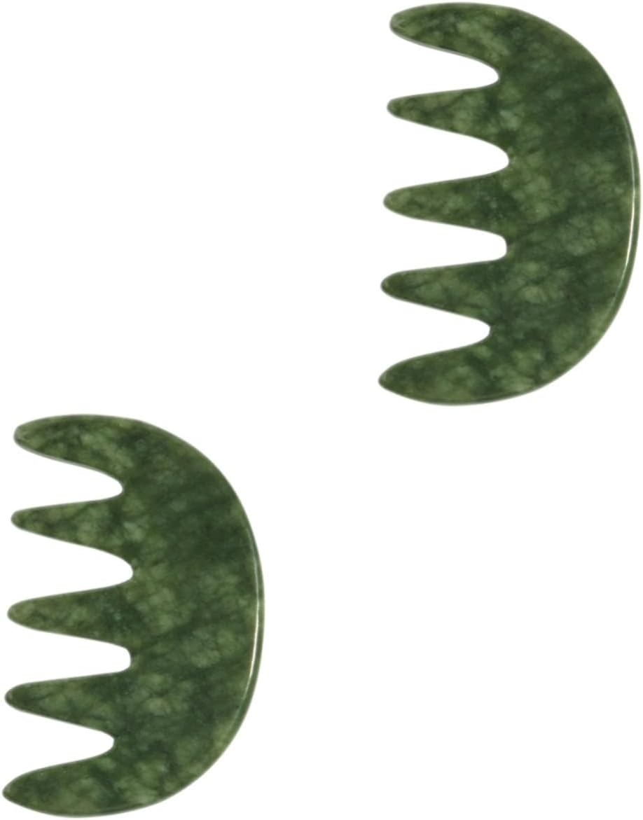 2pcs Jade Scalp Comb Natural Jade Massage Tool for Acupoint Treatment Relaxation Scalp Care for Friends Family
