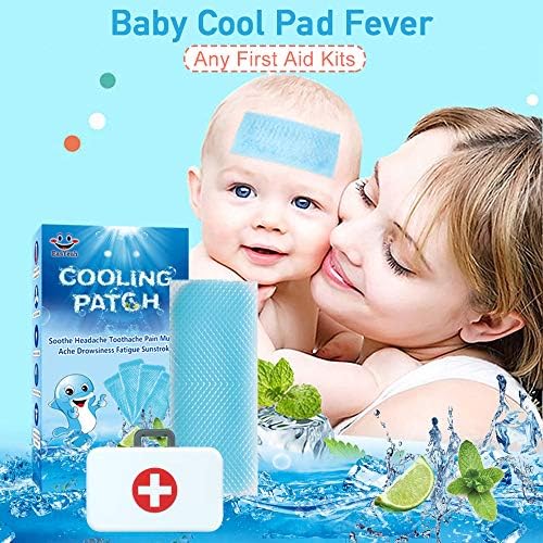 EASYEAH 12 Sheets Cooling Patches for Fever Discomfort & Pain Relief, Cooling Relief Fever Reducer, Soothe Headache Pain, Pack of 12