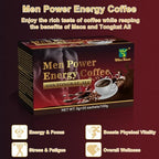 Men's Herbal Energy Coffee-Instant Black Coffee with Maca, Tongkat Ali, Epimedium&Ginseng–Boost Focus, Energy&Stamina–20 Sachets