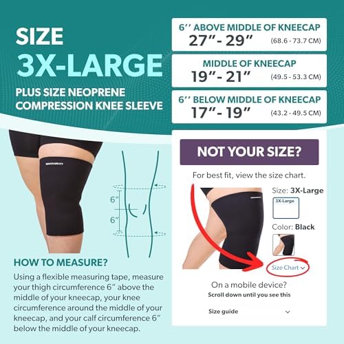 BraceAbility Plus Size Neoprene Compression Knee Sleeve - XXXL Support Brace for Bariatric Men and Women with Arthritis Joint Pain or Kneecap Instability, Fitting Big Legs and Large Thighs (3XL)
