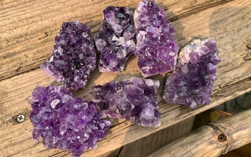 MIMOSA Amethyst Clusters 1.2LB Deep Purple Natural Raw Amethyst Rock Healing Crystal Quartz Box of Geodes 10-20 Pcs
