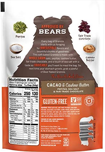 Bear Naked, Granola, Cacao and Cashew Butter, Vegan and Gluten Free, 11oz Bag