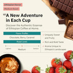 Organic Specialty Whole Bean Coffee - Freshly Roasted to Order - Medium Roast, 1 lb Bag Single Origin Ethiopian Harrar Coffee Beans - Farm Direct, Chocolate & Fruity Notes