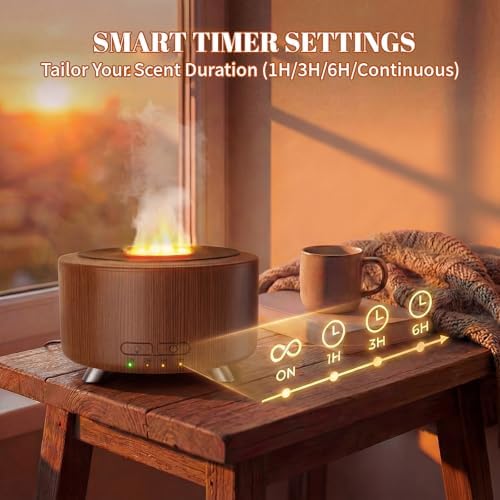 Essential Oil Diffuser for Home, 500 Aromatherapy Diffuser Oil Machine for Office Room Yoga, Aroma Diffuser with Auto-Off Function, 9 Colors LED Night Light, Dark Wood