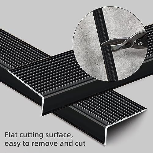 Non-Slip Stair Nosing, 2PCS, 36", Black - Aluminium Stair Edge Trim, Indoor & Outdoor Stair Edge Protector for Step Edge Protector, Stair Edging, Transition Strip, Metal Corner Trim