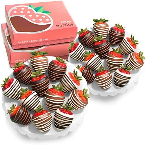 A Gift Inside 24 Dark, Milk & White Delight Chocolate Covered Strawberries
