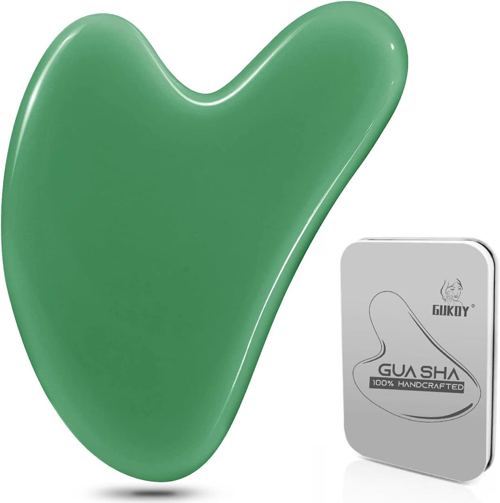 Gua Sha Facial Tools, GuaSha Massage Tool Guasha Board for SPA Acupuncture Therapy Trigger Point Treatment, Gua Sha Scraping Massage Tool (Green)