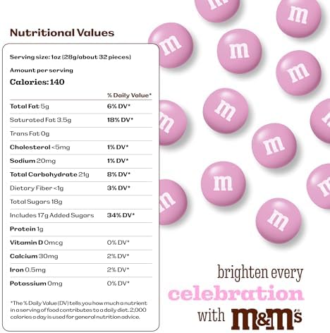 M&M’S WORLD Pink Milk Chocolate Candy 2lb Resealable Pack for Party Favors Decor Baby Shower Gender Reveal Valentines Day and Dessert Tables