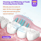 Whitening Electric Toothbrush for Adults and Kids, Rechargeable Toothbrush with 8 Brush Heads & Travel Case, 5 Modes & Smart Timer, 45000VPM Deep Clean, IPX7,One Fast Charge Last 120 Days - Pink