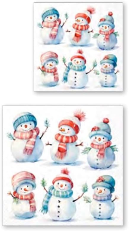 IHR Ideal Home Range Party Napkins Disposable 3-Ply Paper Lunch Napkin Pack, 6.5" x 6.5", Snow-Bros, 20-Count