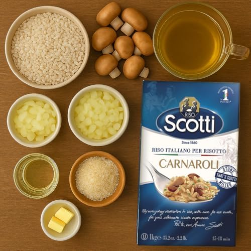 Riso Scotti, Carnaroli Risotto Rice, 2.2 lbs (1 kg), product of Italy, chef selected, gluten free, non-gmo, vacuumed packed (Pack of 2)