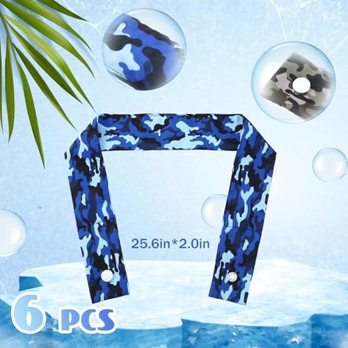 Xuhal 6 Pieces Cooling Neck Wraps Cooling Bandana Neck Cooler Ice Cooler Scarf for Women Summer Outdoor Sport Activity