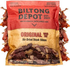 Biltong Depot Original Beef Biltong Slices with Fat – 1lb (16oz) | Air-Dried Beef Jerky Snack | High Protein | Zero Sugar | Keto & Paleo Friendly | Gluten Free | No Artificial Preservatives | No MSG