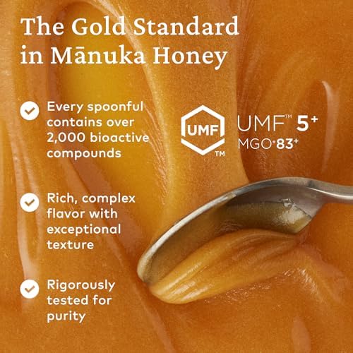 Comvita Manuka Honey UMF 5+ (MGO 83+) - Raw Manuka Honey New Zealand, Pure & Unpasteurized, Superfood for Immune Health, Use in Tea, Wild, Monofloral, Non-GMO - 500g (17.6 oz)