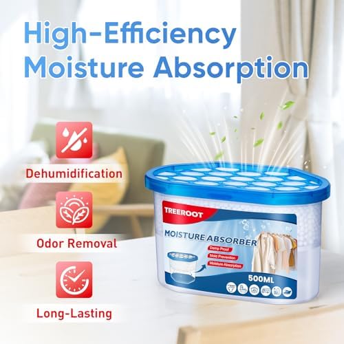 22Pack Moisture Absorbers, 10.6OZ Humidity Absorber Bucket, Moisture Absorbers for Closet, Dehumidifier Bucket for Wardrobes、 Kitchens and Bathrooms, Fragrance Free Humidity Absorber