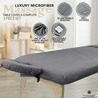 LONDON LINENS Soft Microfiber Massage Table Sheets Set 3 Piece Set - Includes Massage Table Cover, Massage Fitted Sheet, and Massage Face Rest Cover (Grey)