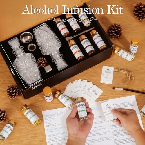 Alcohol Infusion Kit for Infusing Whiskey, Gin, Vodka, Tequila, Rum - DIY Your Own Flavored Spirits with Natural Ingredients - Anniversary, Birthday Gift for Men, Husband