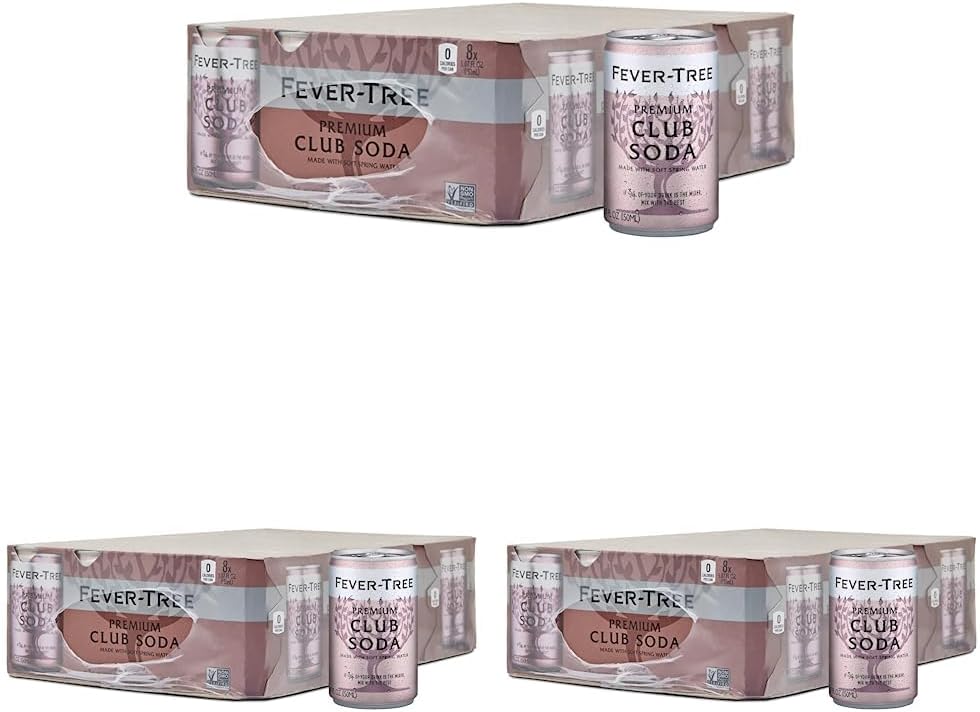 Fever-Tree Premium Club Soda Cans, 24pk/5.07 Fl Oz, No Artificial Sweeteners, Flavorings or Preservatives (Pack of 3)