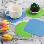 LUTER 4pcs Jar Opener, Rubber, Multi-function Silicone Bottle Opener for Seniors with Arthritis Weak Hands Lid Cap Gripper Pads Kitchen Coasters Gadgets(Light Blue, Green)