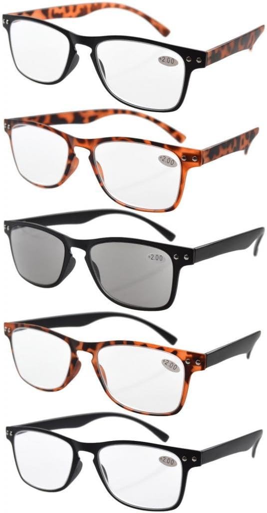 Eyekepper Ultrathin Flex Frame 5-pack 80's Reading Glasses Include Sunshine Readers +0.75