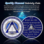 Sparkly Diamond 1 Year Sobriety Coin - 12 Steps Spin Triangle AA Coins - Clockwork Addiction Recovery AA Chips and Medallions - Celebrate 1-65 Prime Clean Alcoholics Anonymous Gifts for Men Women