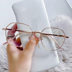 Trendy Oval Metal Reading Glasses Anti Blue Light Computer Readers Clear Vision Presbyopic Glasses Flat Light Mirror